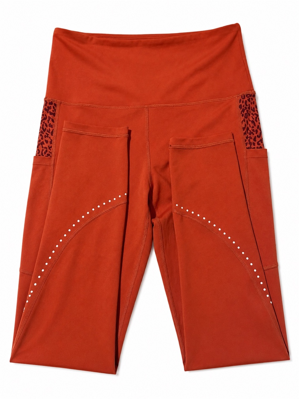 ZYIA Rust Orange Leopard Print Active Leggings with Side Pockets Size 6-8